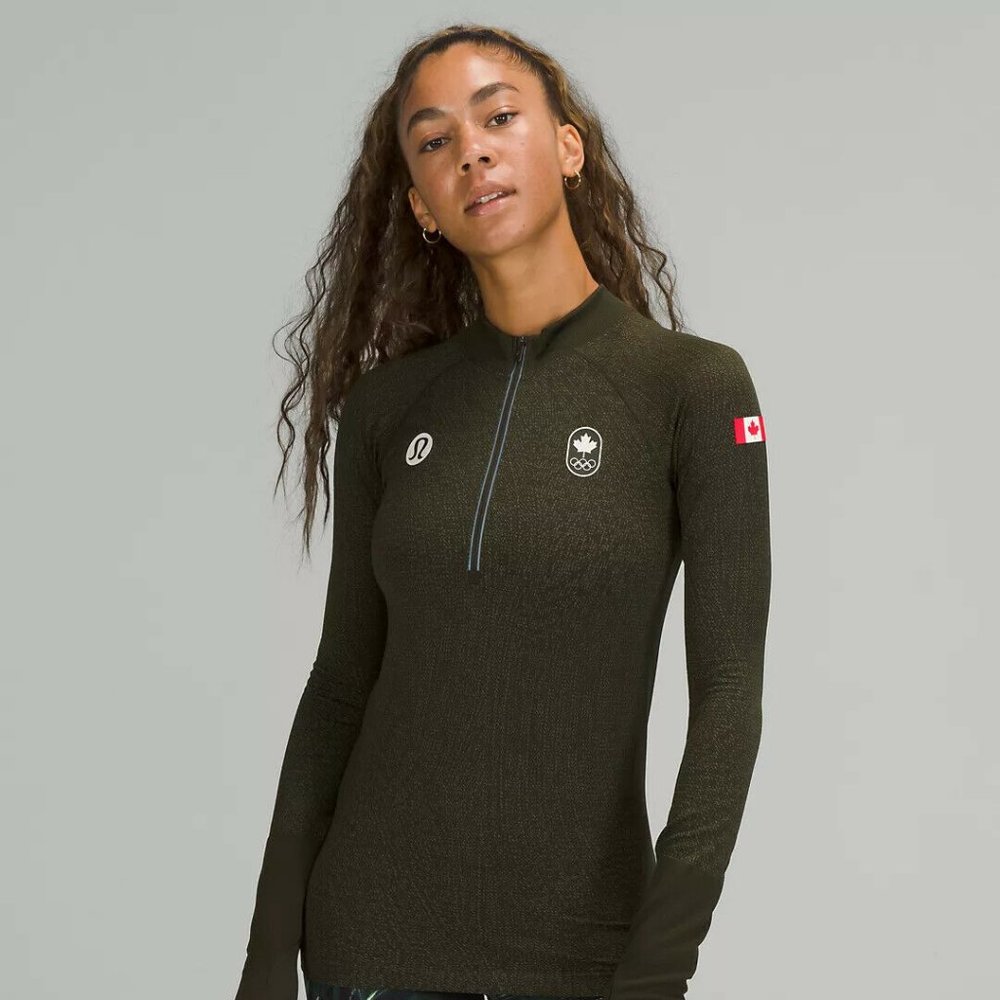 Lululemon Team Canada Swiftly Tech Half Zip 2.0 Dark Olive Green